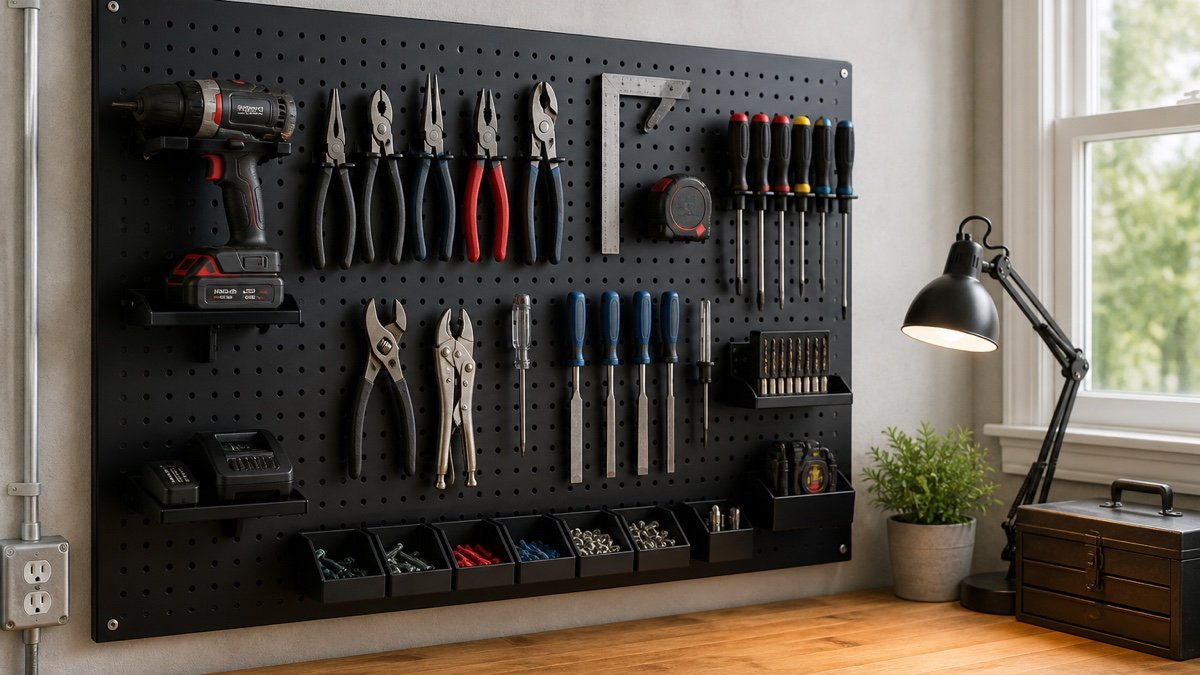 When pegboard is the sensible answer in a practical garage setup