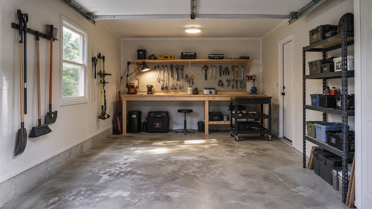 One-Car Garage Workshop Layout: Three Measured Starting Plans