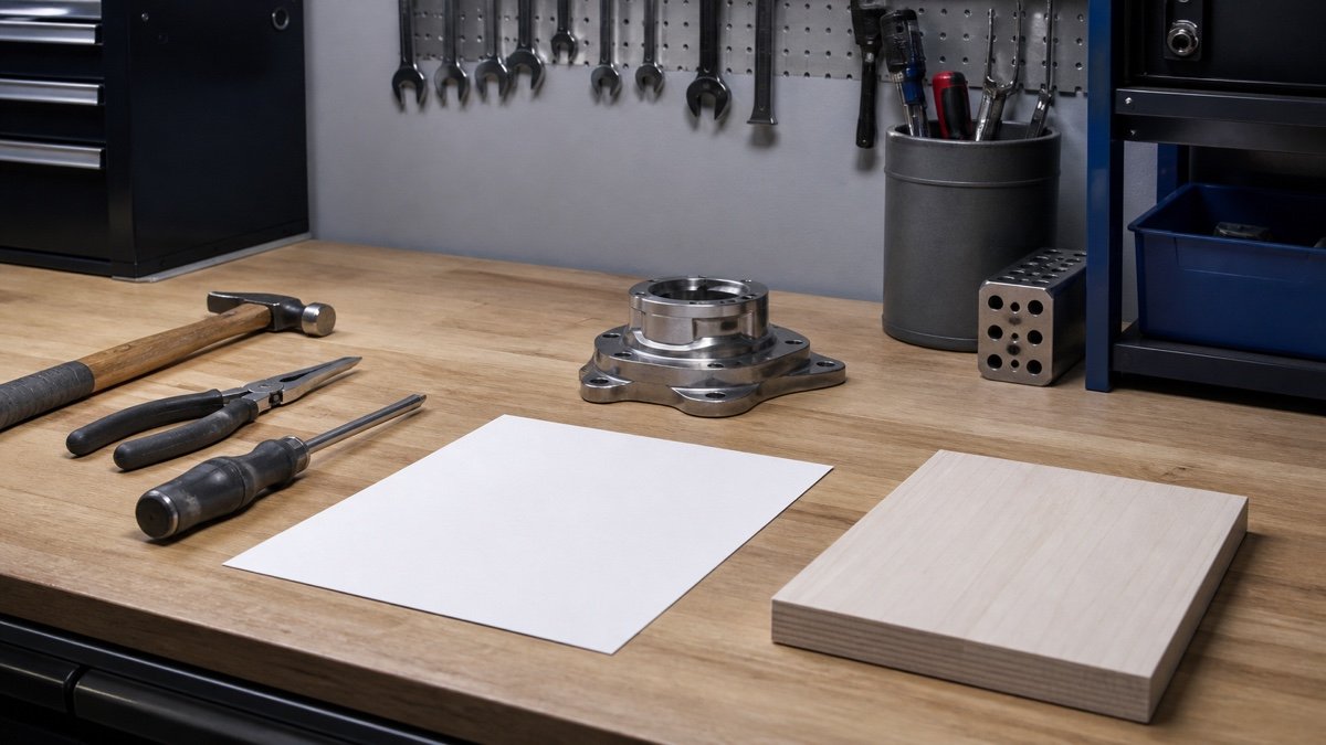 Detailed workbench under crisp 5000K garage task lighting