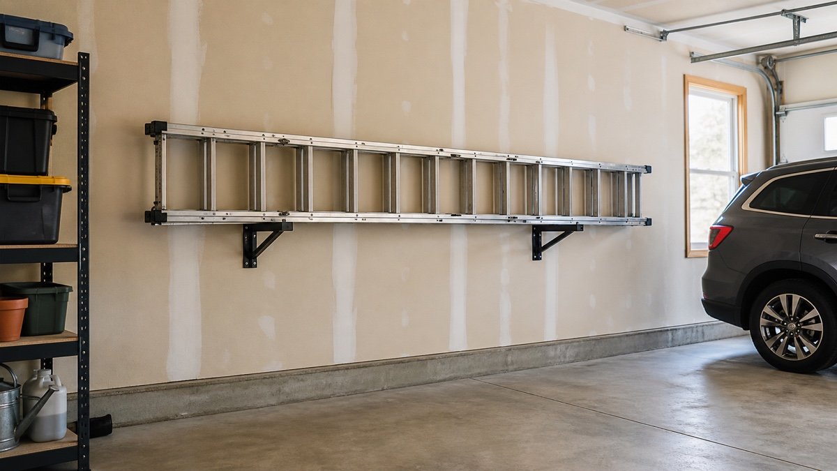 Garage Ladder Storage Ideas That Keep the Rails Supported