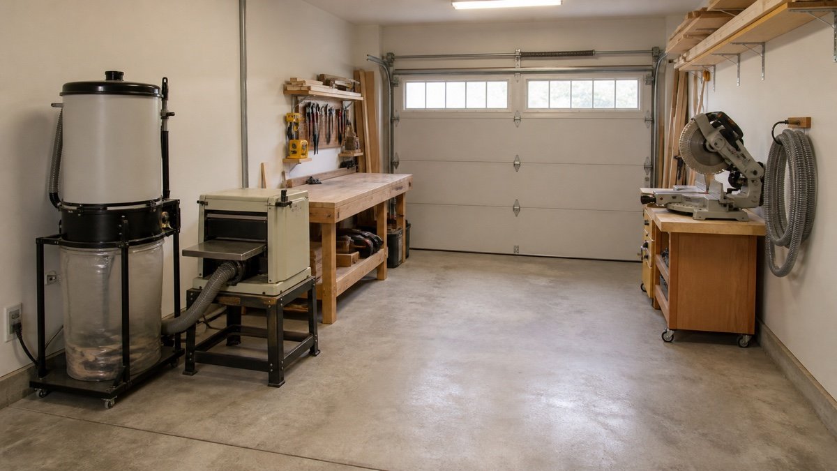 Small Garage Dust Collection Layout: Short Hoses, Clear Aisles